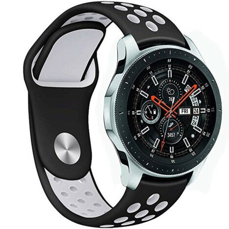 Curea ceas Smartwatch Samsung Galaxy Watch 4, Watch 4 Classic, Gear S2, iUni 20 mm Silicon Sport Bla