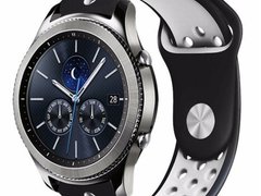 Curea ceas Smartwatch Samsung Galaxy Watch 4, Watch 4 Classic, Gear S2, iUni 20 mm Silicon Sport Bla